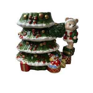 Vintage Christmas Tree Pitcher World Bazaars Inc Hand Painted